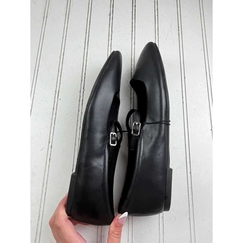 Wild Fable Elsa Black Leather Mary Jane Ballet Dress Flats Women's Size 10